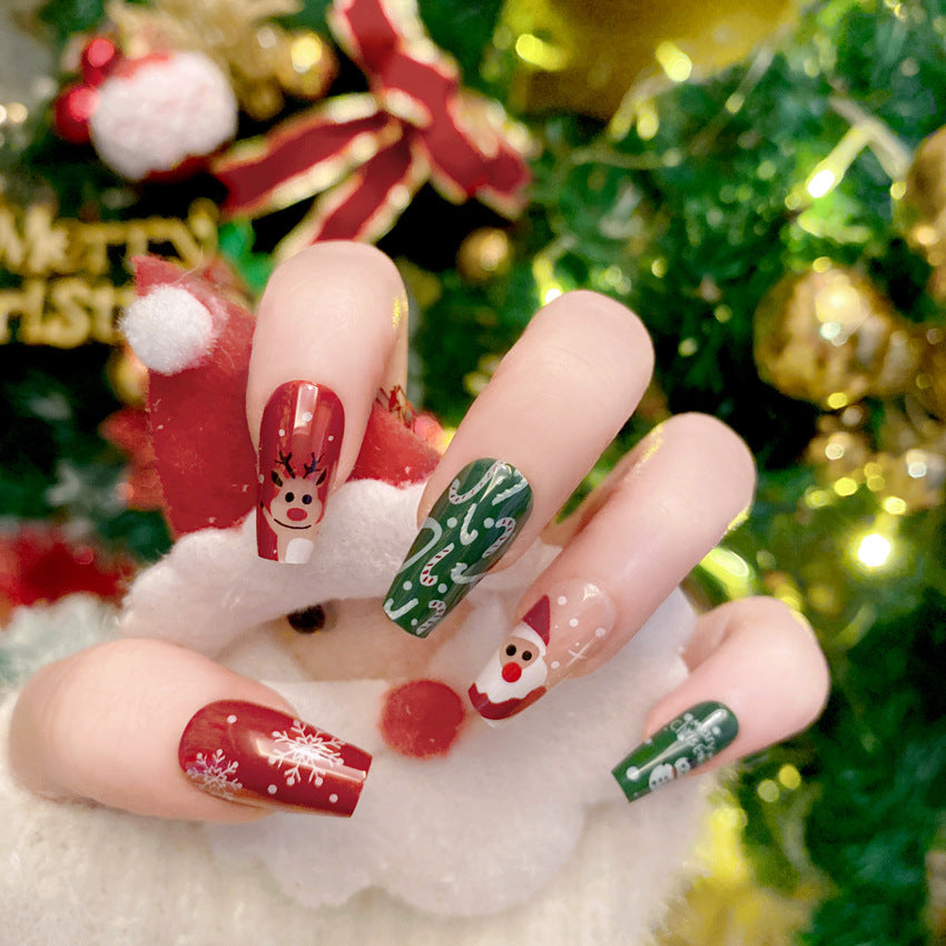 Fashion  nail New Christmas Cartoon Cute New Year Winter Warm Elk Christmas Antelope Wine Red Wear Armor P169