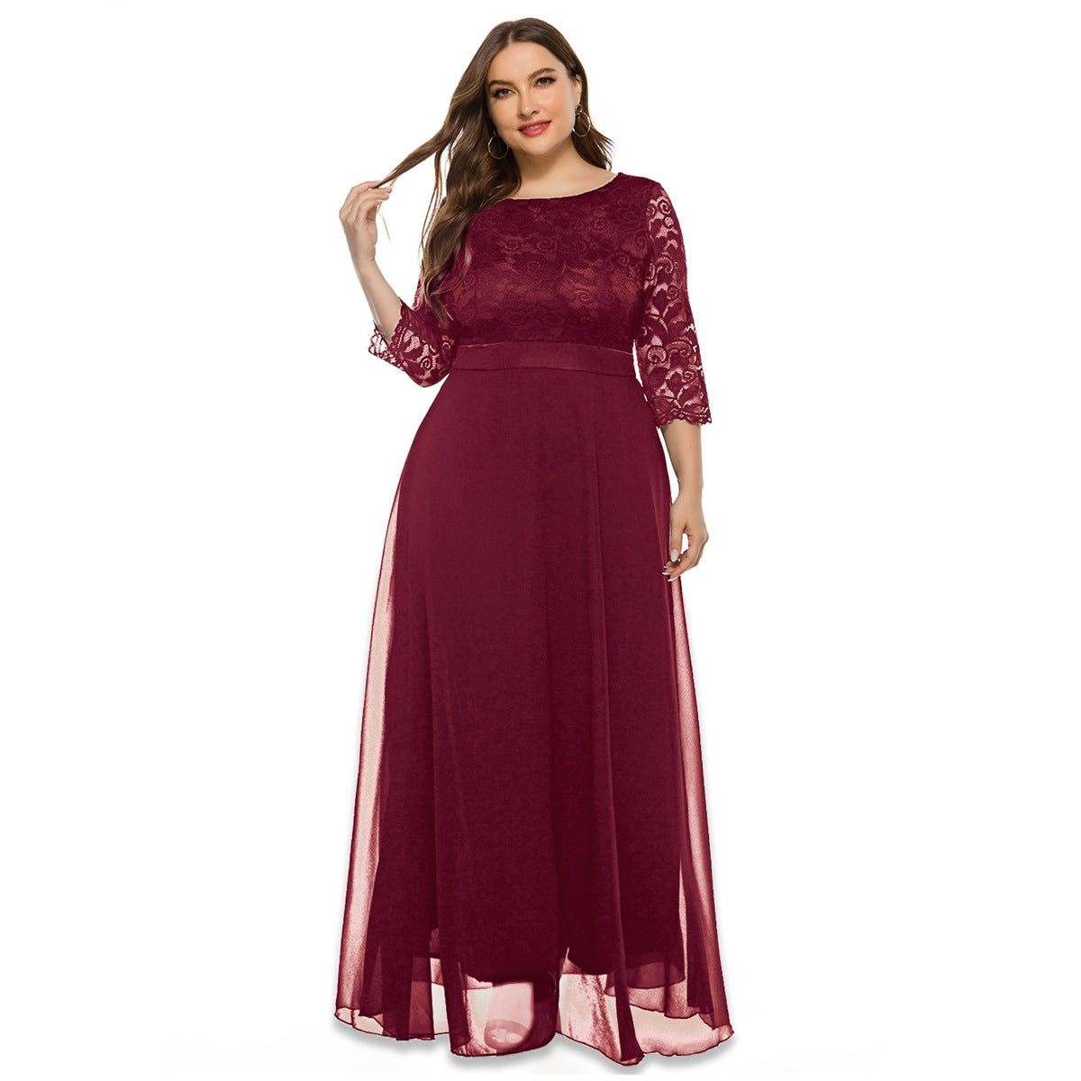 Fashion women's wear 2024  plus Size Women's Clothes New Amazon Cross-Border Foreign Trade Lace Evening Dress Dress Sq0157