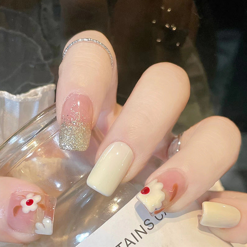 纯净花园穿戴甲山茶花指甲贴片小红书美甲片假指甲美甲贴成品甲片