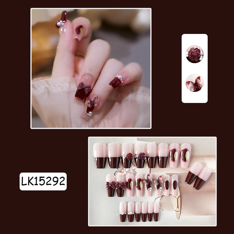 新中式浓情蝴蝶穿戴甲指甲贴片光疗美甲片半手工假指甲婚甲美甲贴