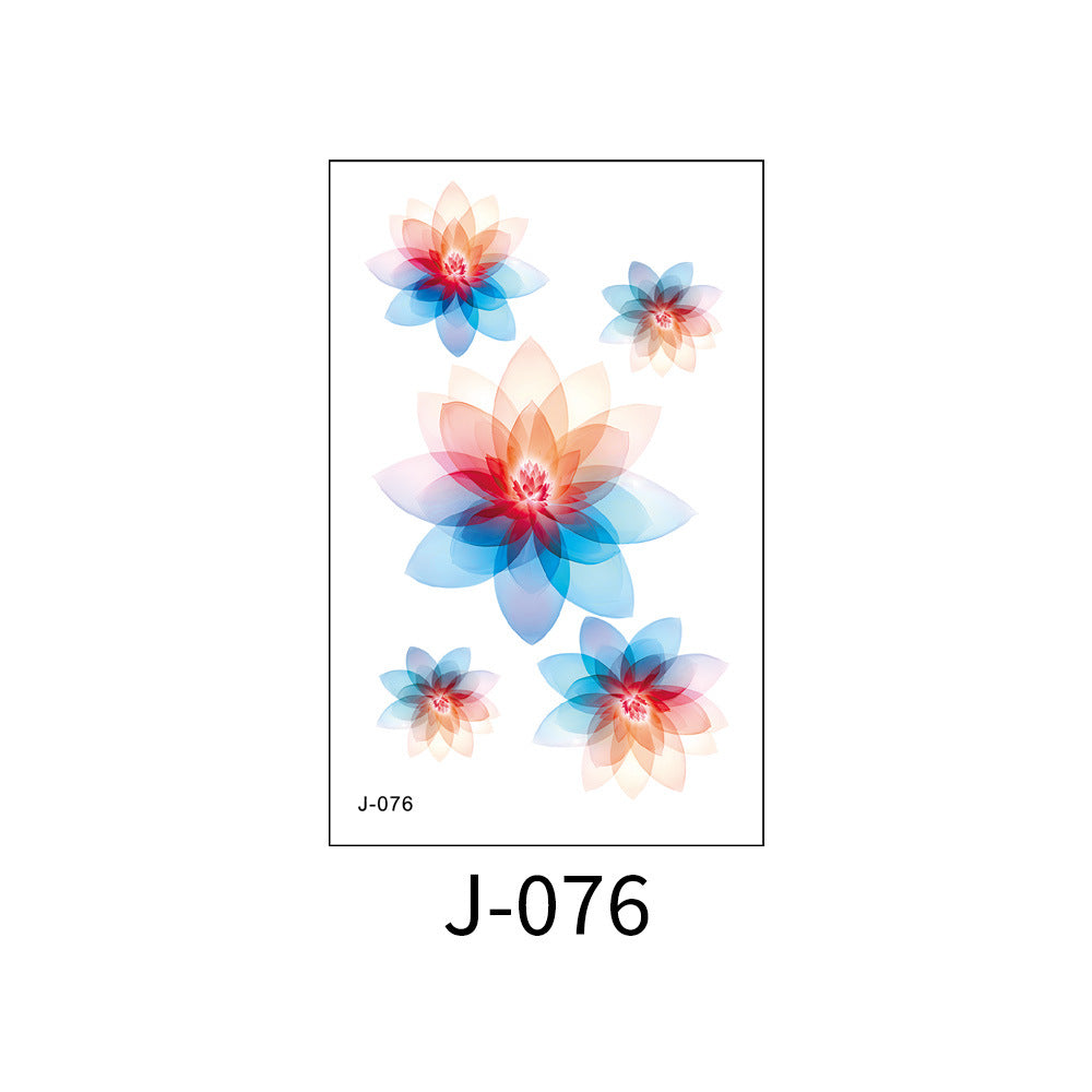 Free shipping Tattoo Colorful Flower Tattoo Sticker Disposable Waterproof Hand Back Clavicle Chest European and American Scar Covering Fresh Tattoo Sticker Paper