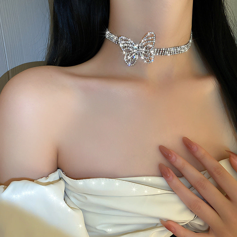 Diamond  jewelry Oval necklace Fashion high touch collarbone chain niche design high-cold-wind styl  necklaces