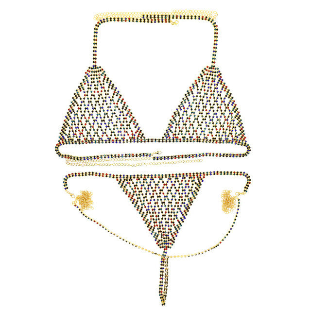 Fashion jewelry Europe and the United States cross-border explosions body chain exaggerated rhinestone bikini chest chain underwear sexy nightclub style body chain