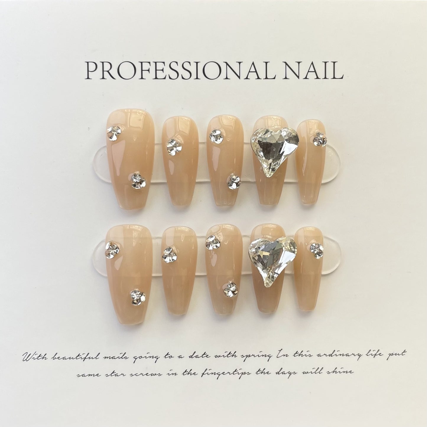 (reusable nail)初秋纯手工高级款钻球碎钻爆闪网红穿戴甲蝴蝶宝盒高品轻奢美甲