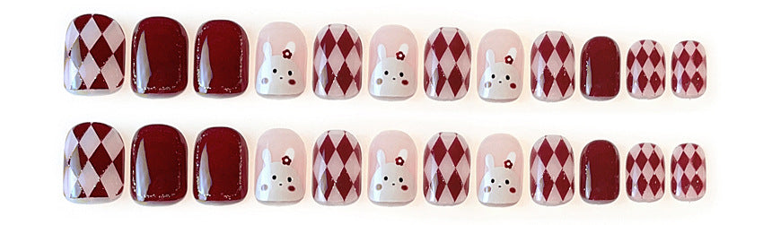 Fashion  nail Rabbit Rhombus Wear Armor Nail Patch Nail Sticker Nail Stickers Fake Nails Wearable Nail Stickers A10