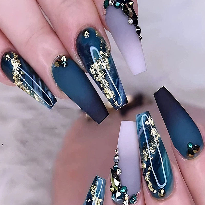 (Hand made nail) Kardashian, European and American Spicy Girl, Little Red Book, Dark Super Long, Internet Celebrity Cross border Nail Art, Detachable and Reusable Nail