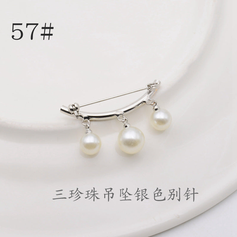 配饰胸针防走光珍珠胸针 女一字高档胸花别针蝴蝶插针丝巾扣 裙口收腰神器