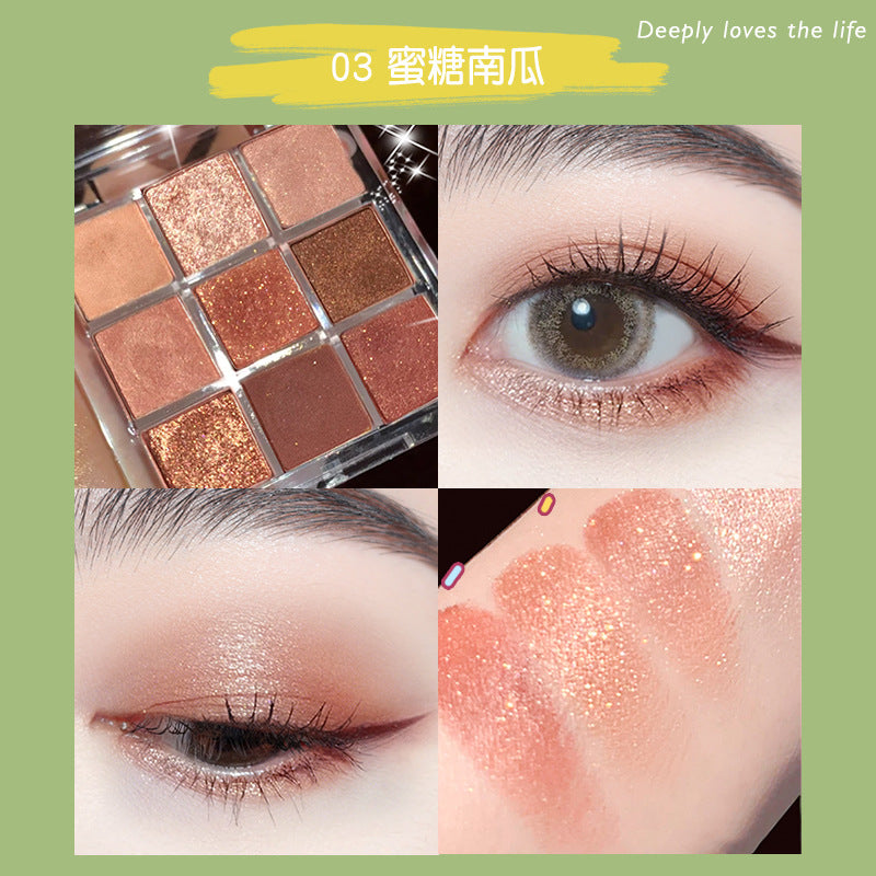 Nine color eyeshadow pearl matte ground color eyeshadow tray daily nude makeup