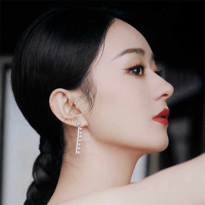 赵丽颖同款银针圆形锆石耳环时尚轻奢高级感耳钉小众百搭耳饰批发