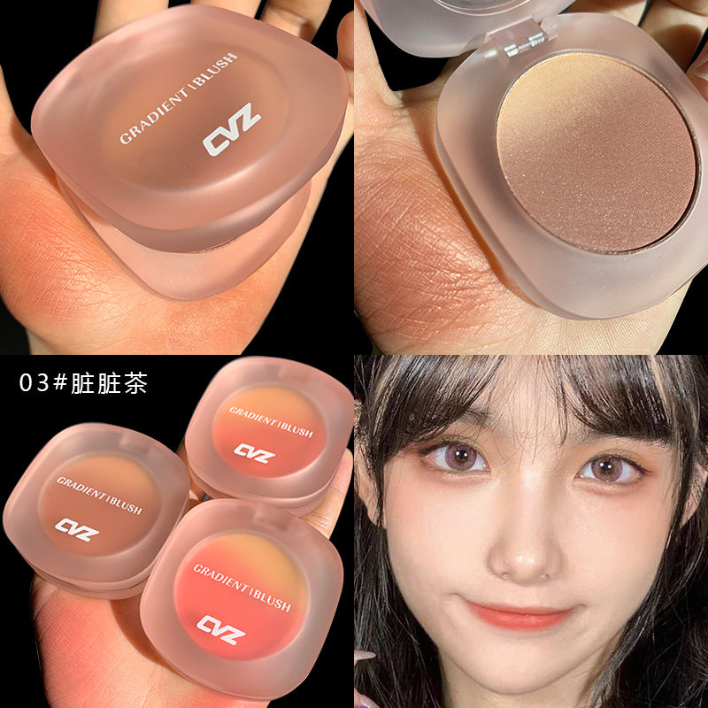 CVZ/三色渐变腮红胭脂修容盘脏脏茶粉色不易飞粉暖色腮红自然裸妆腮红