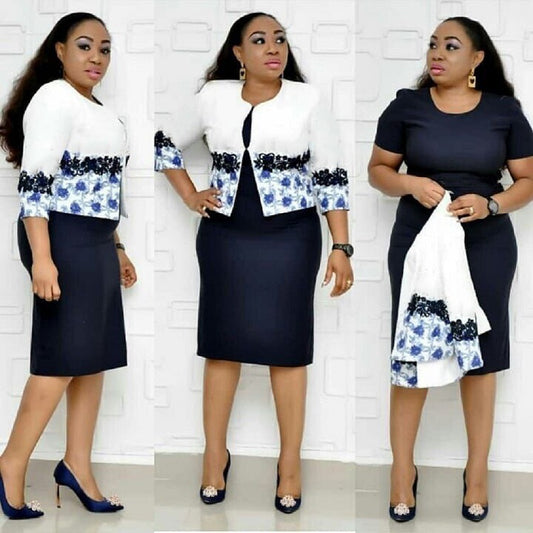 Fashion women's wear XL 5XL   plus Size Women's Clothing Two-Piece Set Mother's Clothing Printing Coat Dress Suit Jx001
