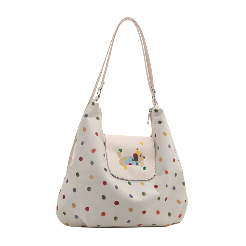 Dopamine Bag Free shipping Tattoo 2024 niche dopamine polka dot messenger bag women's new color dot shoulder bag commuting large-capacity backpack