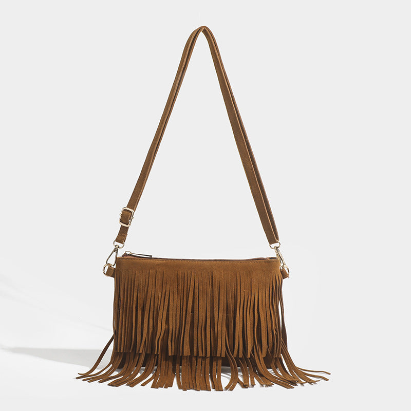 Dopamine Bag Free shipping Tattoo Shenglan leather goods cross-border Amazon American new matte tassel retro saddle bag dopamine wear messenger bag