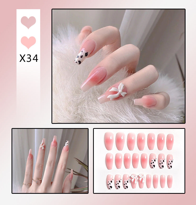 Fashion  nail Fake Nails Crystal Iced Butterfly Nail Art Nail Patch Bow Ballet Rhinestone Nail Beauty Nail Tip Wear Nail