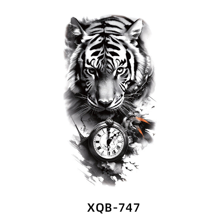 Free shipping Tattoo In Stock Wholesale Small Full Arm Tattoo Sticker Waterproof Sweatproof Tiger Animal Flower Men and Women Black and White, Colored Tattoo Sticker Paper