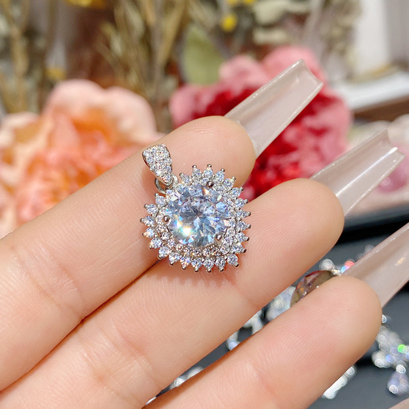 山茶原设新品百搭少女心设计 镀金八心八箭仿D色莫桑璀璨小巧吊坠