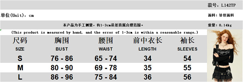 Free shipping   Shoulder Slim Long Sleeve Lace Splicing Skinny Short T-Shirt tops