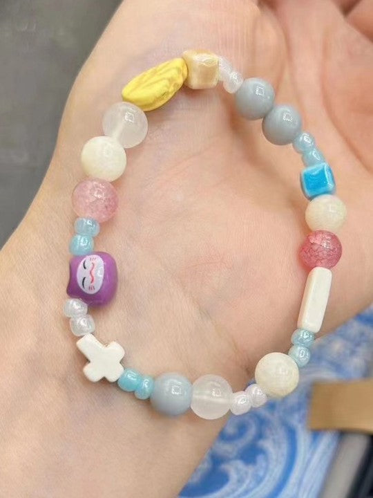 珠宝首饰网红款多巴胺彩色陶瓷手链小众ins百搭手串闺蜜diy手饰批发女