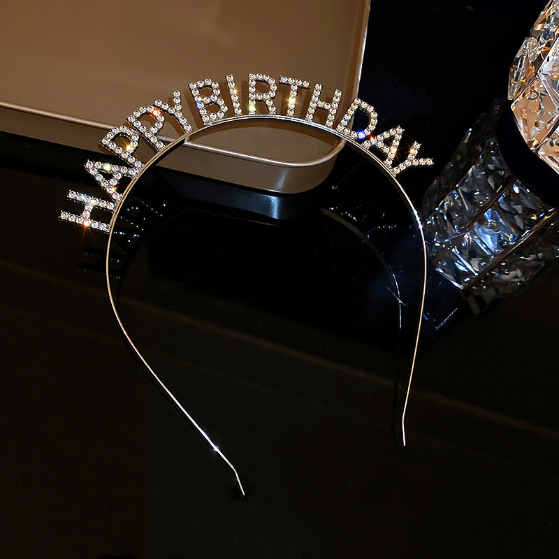 头饰发箍HappyBirthday发箍生日派对头饰镶钻字母网红装扮新年快乐发饰女