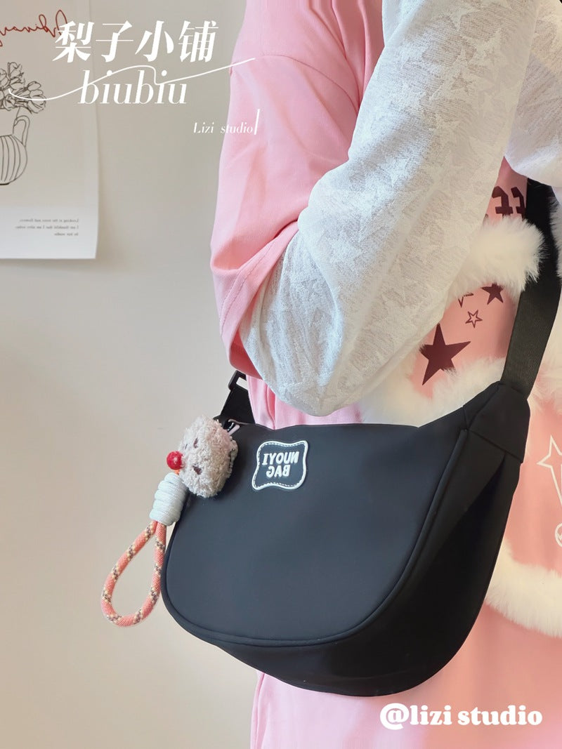 Dopamine Bag Free shipping Tattoo Crescent bag Crossbody bag Women's dopamine niche design Nylon cloth dumpling bag Wide shoulder strap Casual shoulder bag