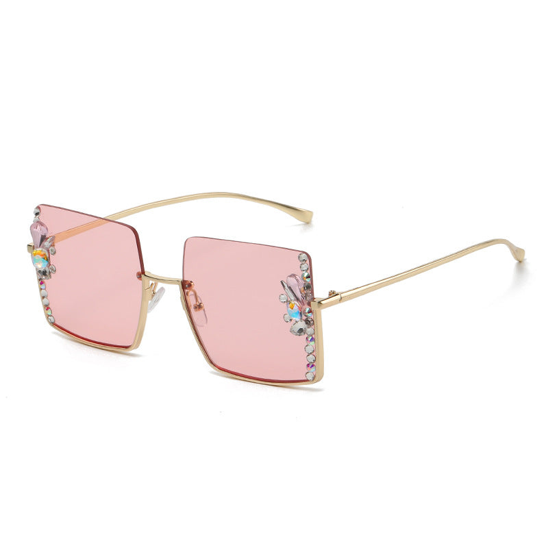 Women's fashion glasses 墨镜女防紫外线韩版潮大脸显瘦时尚大框镶钻太阳眼镜防晒2023新款