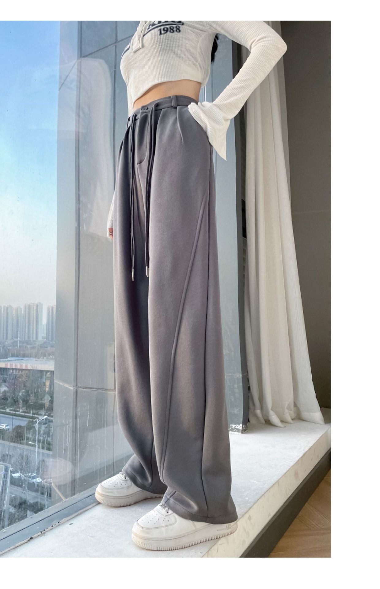 Fashion women's wear New American Style Narrow Banana Pants Women's High Waist Drooping Sports Trousers 2023 Spring and Autumn Straight Casual Pants Wide Leg Pants