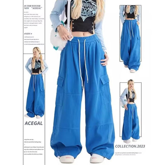 Dopamine pants Free shipping Tattoo 2024 new dopamine thin casual pants niche simple loose straight tied feet hip hop color overalls tide