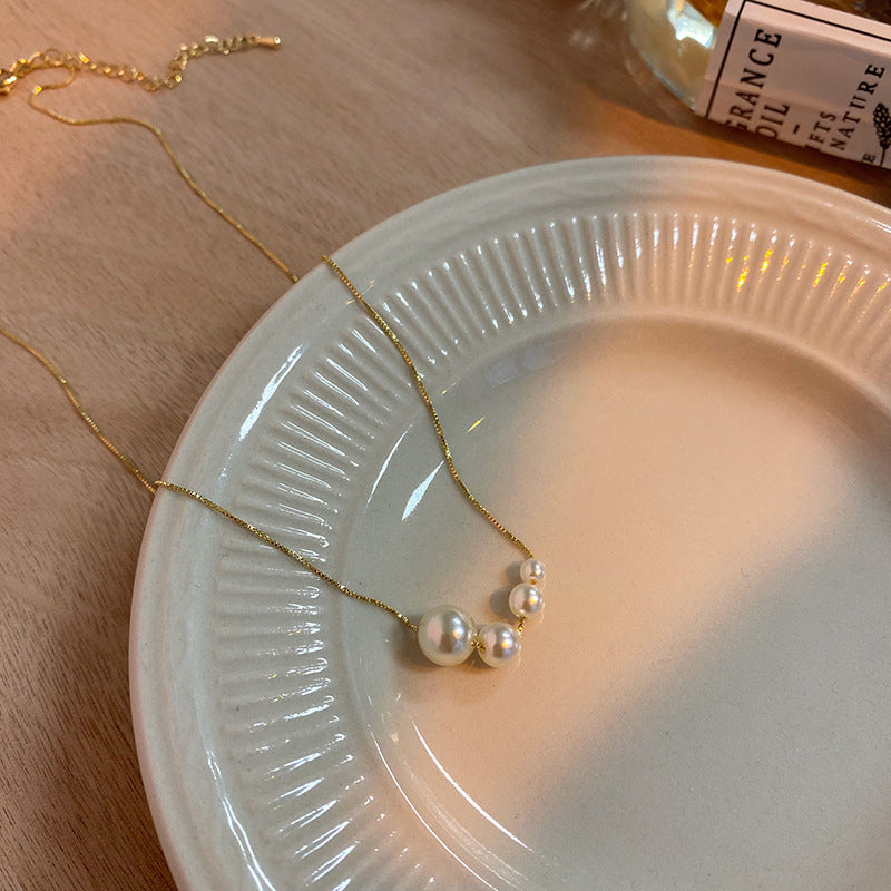 首饰项链新款真金电镀珍珠项链ins风复古气质简约颈链百搭时尚项饰女