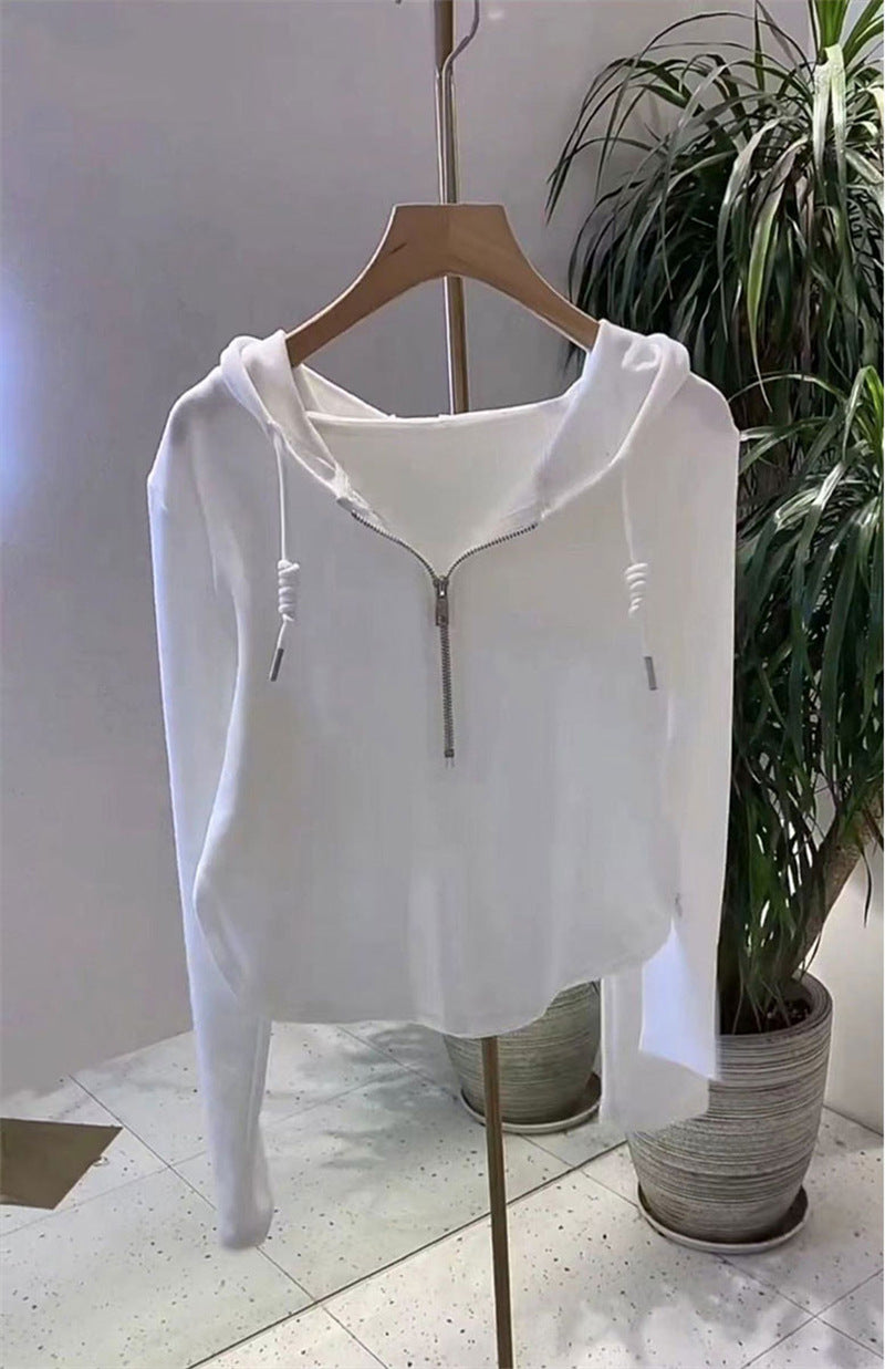 Fashion women's wear Irregular Solid Color Hooded Sweater for Women 2023 Autumn New Fashionable Long Sleeve T-shirt Women's Bottoming Shirt Top Ins Fashion