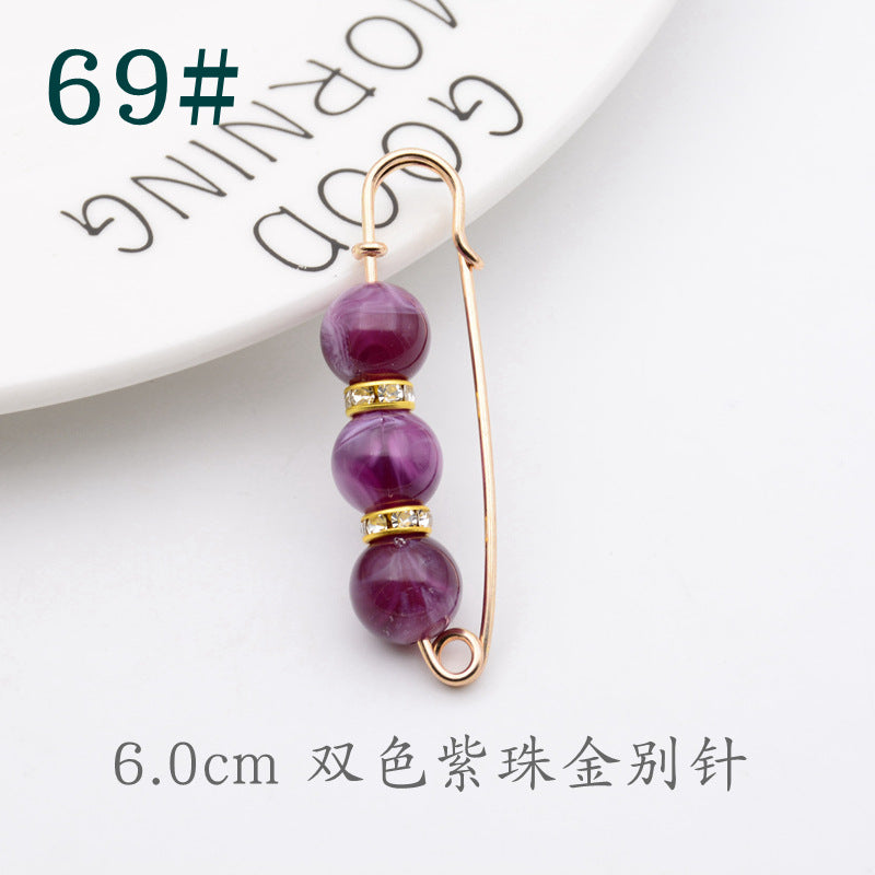 配饰胸针防走光珍珠胸针 女一字高档胸花别针蝴蝶插针丝巾扣 裙口收腰神器
