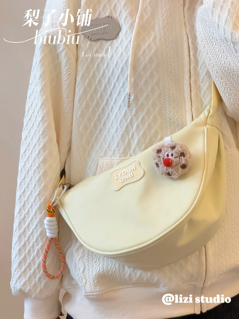 Dopamine Bag Free shipping Tattoo Crescent bag Crossbody bag Women's dopamine niche design Nylon cloth dumpling bag Wide shoulder strap Casual shoulder bag
