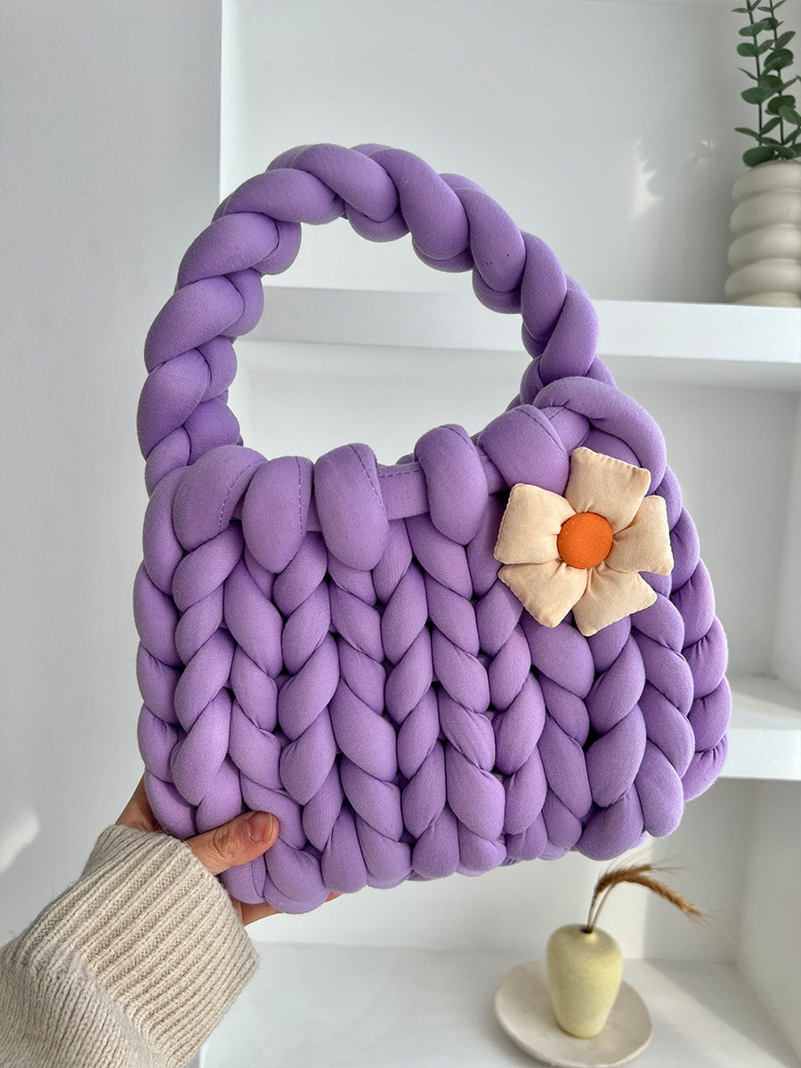 Dopamine Bag Free shipping Tattoo Dopamine flower Icelandic wool bag DIY hand-woven bag thick wool material bag hand-woven homemade women's bag