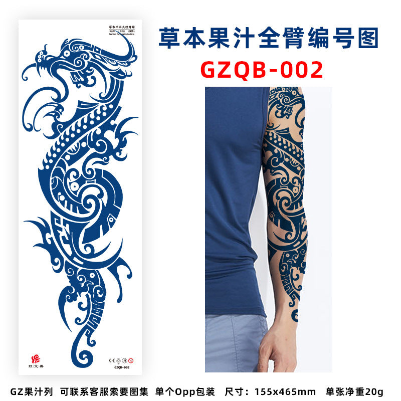 Free shipping Tattoo Factory in Stock Wholesale Herbal Juice Full Arm Tattoo Sticker Waterproof Sweat-Proof Imitation Tattoo Semi Permanent Tattoo Sticker