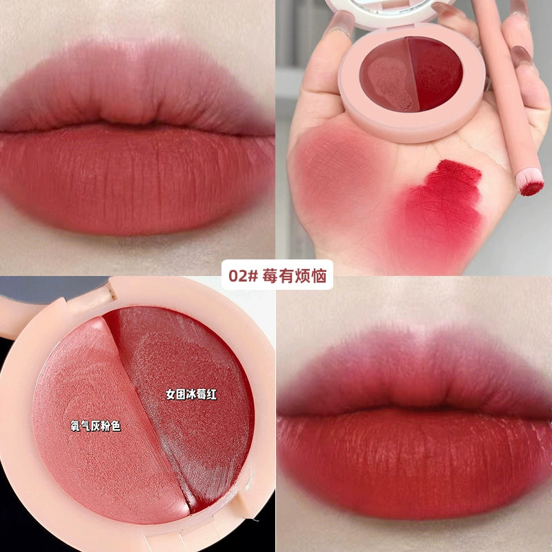 【带唇刷】双色口红唇泥丝绒哑光雾面口红持久防水不易脱色滋润唇釉
