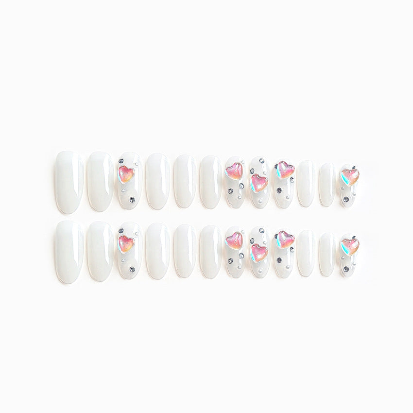 Fashion  nail Pure Desire to Ice through Aurora Love Heart Wear Armor 24 Pieces Boxed Fake Nails Wholesale Magic Color Manicure X70