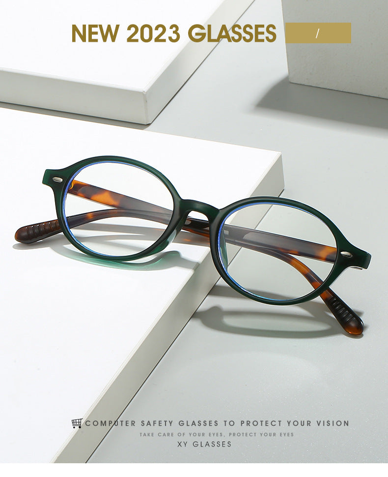 Women's fashion glasses 椭圆小框米钉眼镜框防蓝光韩版潮流眼镜架复古文艺平光镜小清新女