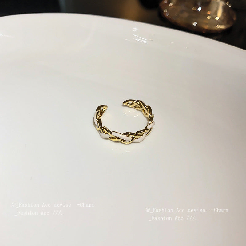 真金电镀竹节几何开口戒指东大门时尚百搭食指戒设计感手饰批发女