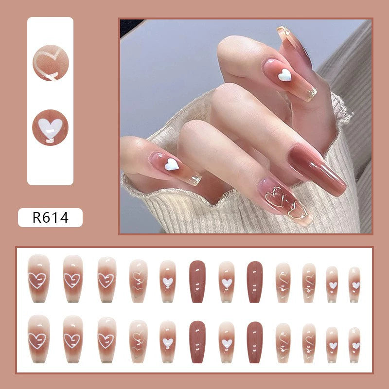 (Hand-made nail) French nail armor long black small fragrance simple white high-grade sense nail piece bride pregnant woman finished product.
