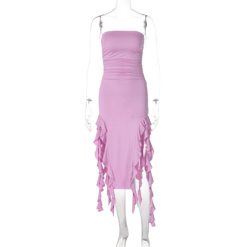 Free shipping   new fashion sexy personality chest wrapping irregular dress foreign trade wholesale tops