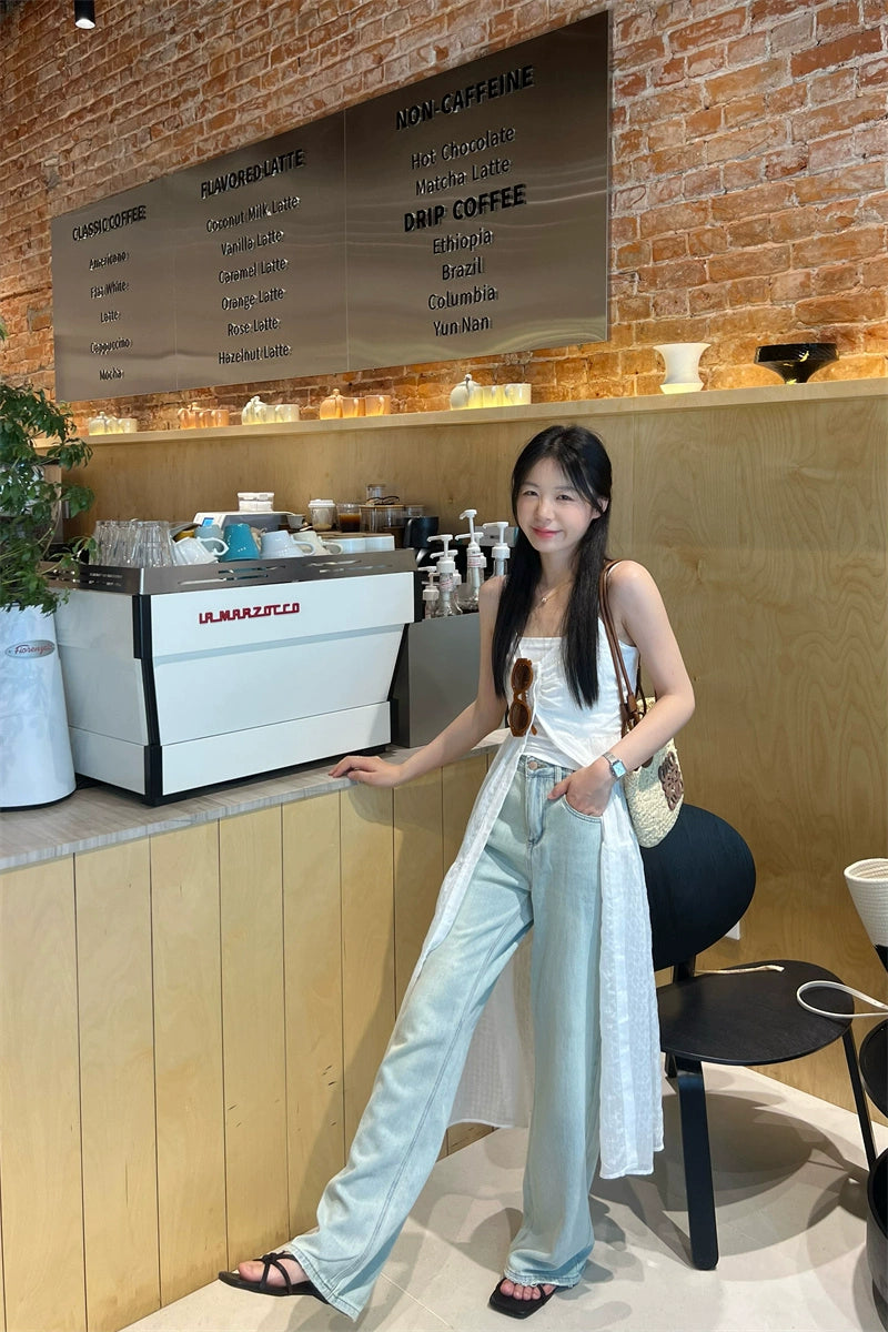 Fashion women's wear New American Style Bandage Dress Atmosphere Girls' Summer 2024 Mid-Length White High-End Beach Vest Dress