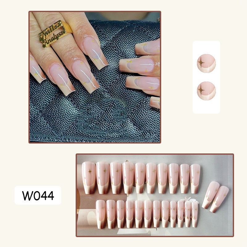 星星晕染穿戴甲法式nails 跨境美甲片外贸假指甲棺材甲型美甲贴片