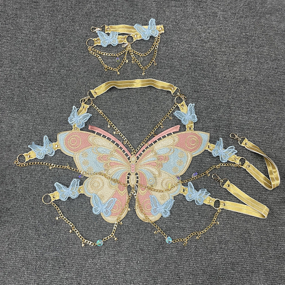 Free shipping butterfly splicing metal crystal pendant ultra-short sling small vest tops