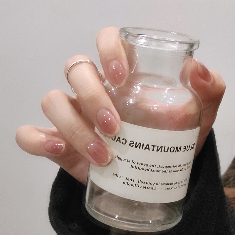 奶油腮红干枯玫瑰法式穿戴甲指甲贴片美甲片假指甲美甲贴成品甲片