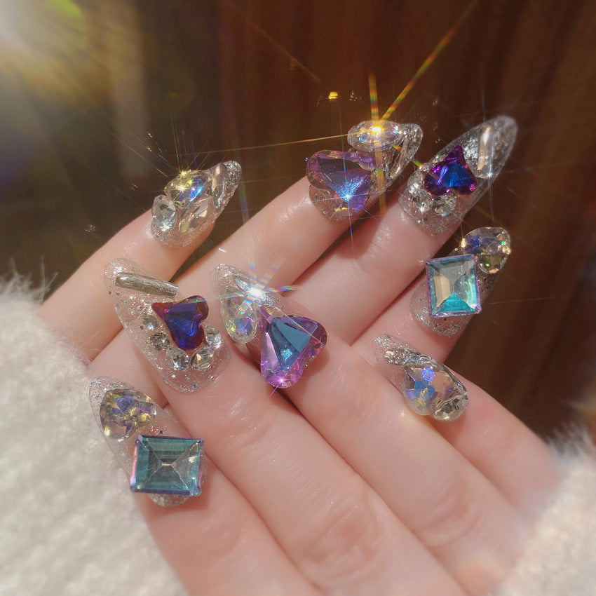 Fashion  nail Handmade Manicure Wear Nail Ins Advanced Pure Desire Wind Rhinestone Nail Patch Wear Nail Diamond Nail Stickers U11