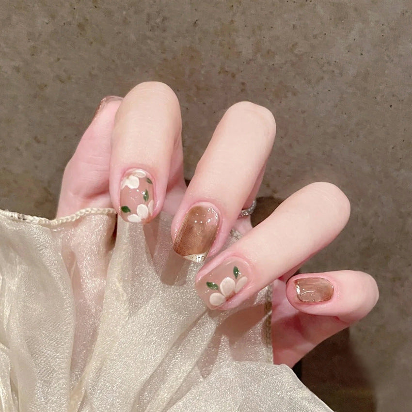 Fashion  nail Nail Sticker Short Wear Armor Nail Stickers Fake Nails Flowers Nail Sticker French Wear Armor A6