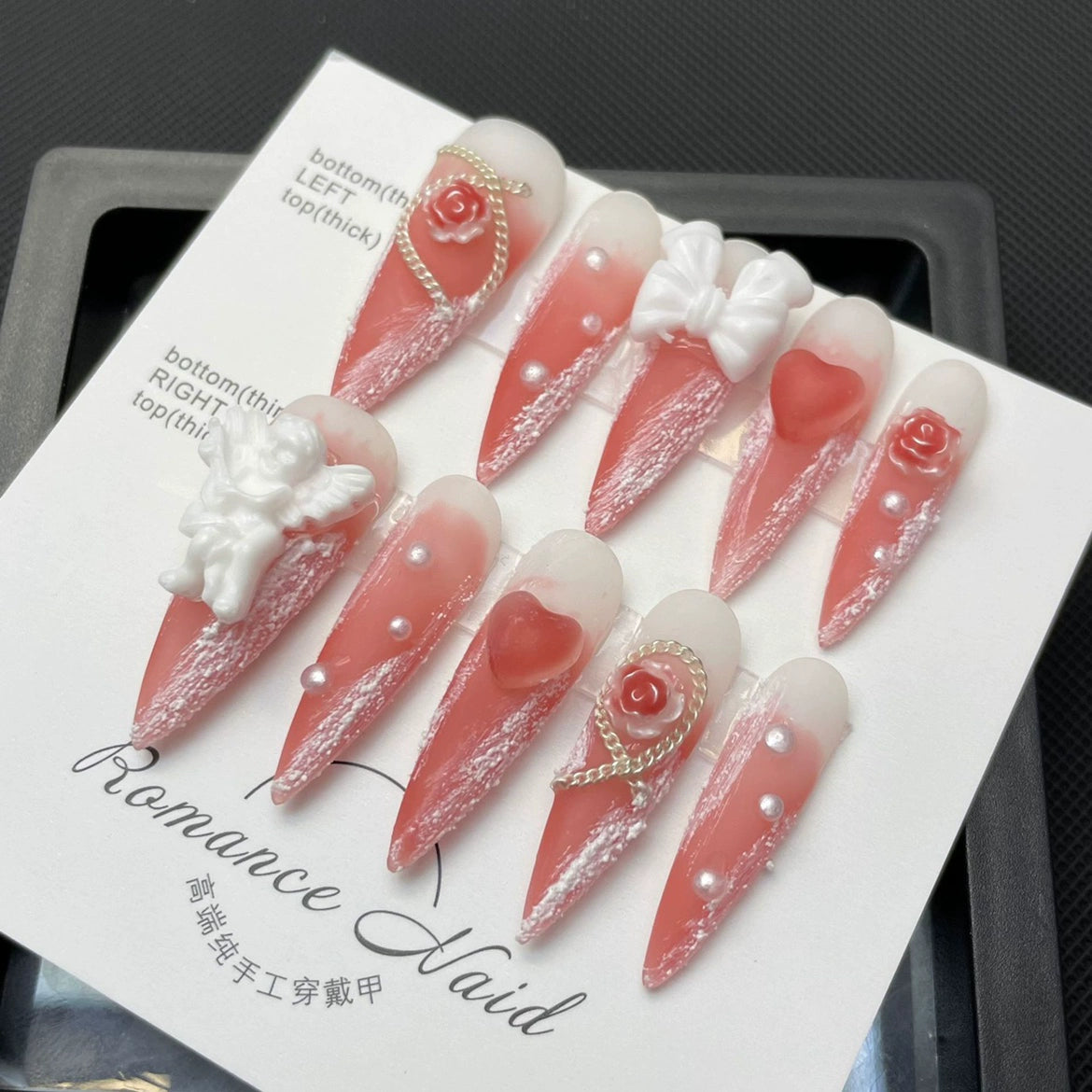 (Hand-made nail) super long wearing armor rose angel baroque rose plaster hand-made wearing nail new high-end sense detachable