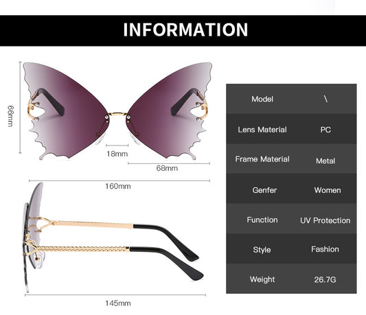 Women's fashion glasses 新款女士蝴蝶太阳镜时尚大框渐变色墨镜欧美潮流ins街拍太阳眼镜