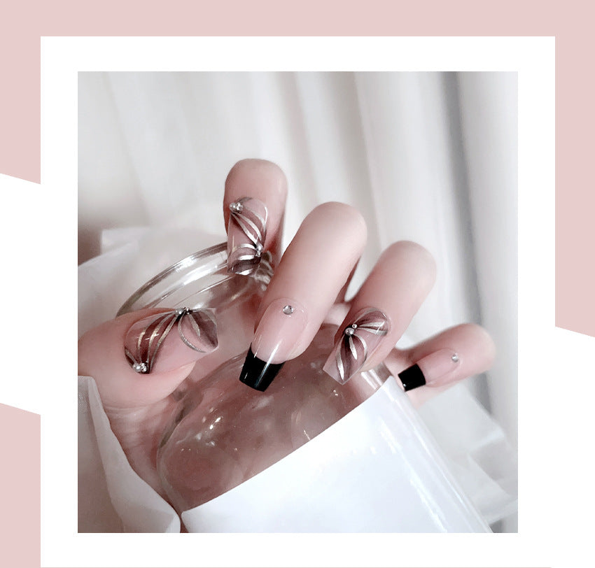 Fashion  nail Pure Desire Fresh French Style Long Finished Nail Beauty Wearable Fake Nails Detachable Nail Tip Wearable Nail X92