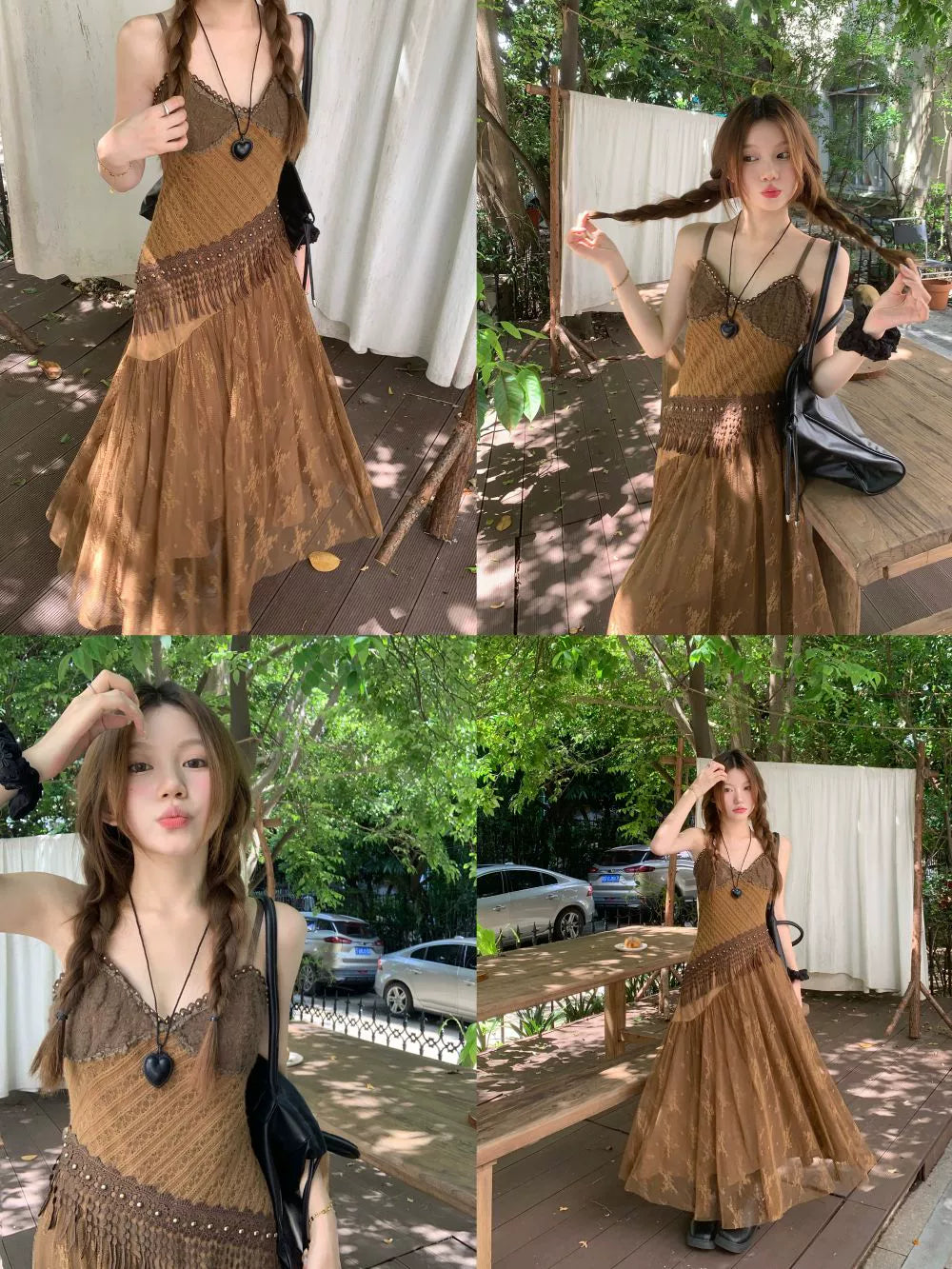Fashion women's wear New Chinese Retro Heavy Industry Color Matching Sling Dress Female Spring 2024 New Holiday Slimming Elegant Long Dress