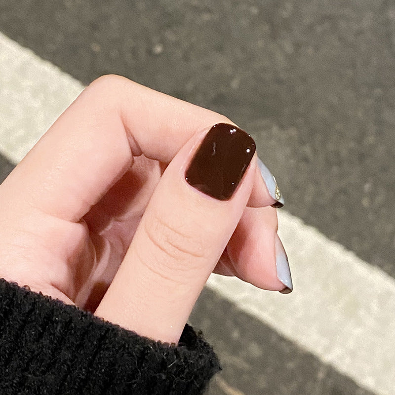 郁蓝琥珀穿戴甲秋冬指甲贴片晕染美甲片假指甲美甲贴片成品甲30片